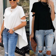 Load image into Gallery viewer, White Shirt Women Summer Autumn 2021 New Arrival Fashion Short Sleeve Casual Blouses Ladies Asymmetrical Top Autumn Blusas