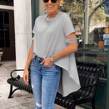 Load image into Gallery viewer, White Shirt Women Summer Autumn 2021 New Arrival Fashion Short Sleeve Casual Blouses Ladies Asymmetrical Top Autumn Blusas