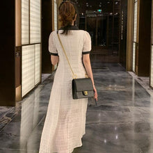 Load image into Gallery viewer, White Splicing Dresses For Women Bow Folds Elegant Tender Lady Classy Casual Lovely Puff Sleeve Stylish Ulzzang Chic Streetwear