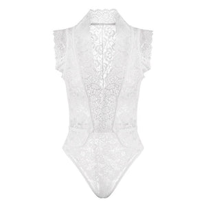 White Summer Tight Lace Hollow Bodysuit Female Sexy Jumpsuit Sheer Floral Women Bodycon Night Party Club Outfit Rompers