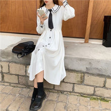 Load image into Gallery viewer, White Winter Long-sleeved Dress Gentle Wind Temperament Mid-length Skirt Female Autumn and Winter 2021