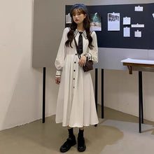 Load image into Gallery viewer, White Winter Long-sleeved Dress Gentle Wind Temperament Mid-length Skirt Female Autumn and Winter 2021