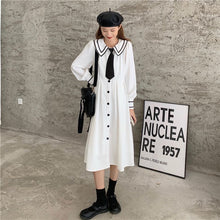 Load image into Gallery viewer, White Winter Long-sleeved Dress Gentle Wind Temperament Mid-length Skirt Female Autumn and Winter 2021
