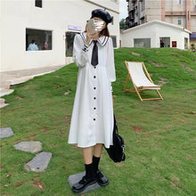 Load image into Gallery viewer, White Winter Long-sleeved Dress Gentle Wind Temperament Mid-length Skirt Female Autumn and Winter 2021