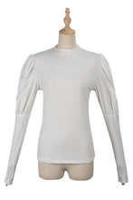 Load image into Gallery viewer, White Women Blouse Fashion Half-high Collar Casual Office Lady Shirts Vintage Bottoming Slim Long Sleeve Blouses Tops Streetwear