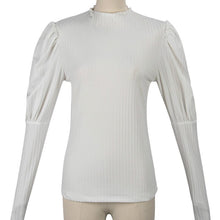Load image into Gallery viewer, White Women Blouse Fashion Half-high Collar Casual Office Lady Shirts Vintage Bottoming Slim Long Sleeve Blouses Tops Streetwear