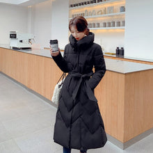 Load image into Gallery viewer, Winter Coat Women Belt Lapel Long Women Jacket Casual Solid Cotton-Padded Clothes Elegant Female Slim Warm Parka Outwear Jacket