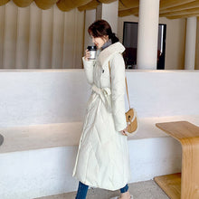 Load image into Gallery viewer, Winter Coat Women Belt Lapel Long Women Jacket Casual Solid Cotton-Padded Clothes Elegant Female Slim Warm Parka Outwear Jacket