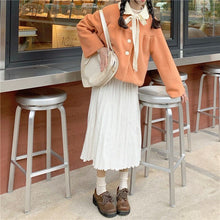 Load image into Gallery viewer, Winter Japanese Sweet Wool Coat Women Bow Patchwork Kawaii Loose Outwear Jacket Female Korean Style Designer Warm Overcoat 2021