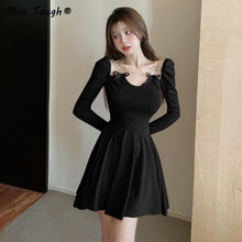 Load image into Gallery viewer, Winter Kawaii Knitted Dress Women Solid Y2K Sexy Bodycon Party Mini Dress Female  Korean Fashion Chic Cute Sweater Dress 2021