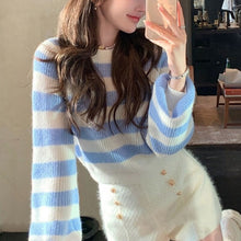 Load image into Gallery viewer, Winter Knitted Pullover Sweater Women Patchwork Casual Striped Sweater Tops Female Korean Fashion Designer Knitwear Sweater 2021