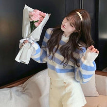 Load image into Gallery viewer, Winter Knitted Pullover Sweater Women Patchwork Casual Striped Sweater Tops Female Korean Fashion Designer Knitwear Sweater 2021