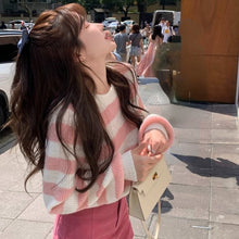 Load image into Gallery viewer, Winter Knitted Pullover Sweater Women Patchwork Casual Striped Sweater Tops Female Korean Fashion Designer Knitwear Sweater 2021