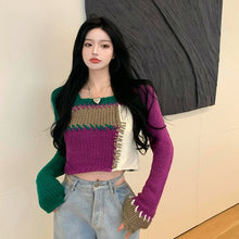 Load image into Gallery viewer, Winter Knitted Y2k Pullover Sweater Women Patchwork Korean Fashion Sweater Tops Female Chic Loose Knitwear Sweater 2021 Autumn