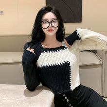 Load image into Gallery viewer, Winter Knitted Y2k Pullover Sweater Women Patchwork Korean Fashion Sweater Tops Female Chic Loose Knitwear Sweater 2021 Autumn