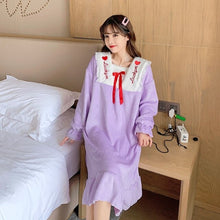 Load image into Gallery viewer, Winter Long Sleeve Thick Warm Flannel Nightgowns for Women Coral Velvet Loose Long Dress Sleepwear Night Dress Nightdress Nighty