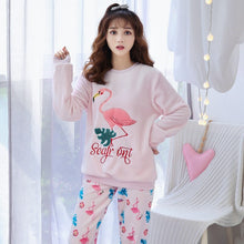 Load image into Gallery viewer, Winter Long Sleeve Thick Warm Flannel Pajama Sets Women Korean Print Coral Velvet Sleepwear Pyjama Pijama Mujer Homewear Clothes
