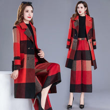 Load image into Gallery viewer, Winter New Fashion Suits Loose Large Size Woolen PlaidJacket + Wide Leg Pants Female Two-Piece Sets M-4XL