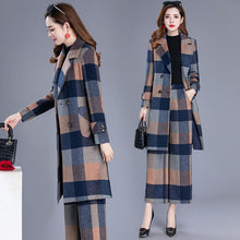 Load image into Gallery viewer, Winter New Fashion Suits Loose Large Size Woolen PlaidJacket + Wide Leg Pants Female Two-Piece Sets M-4XL