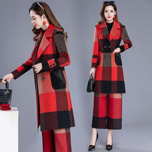 Load image into Gallery viewer, Winter New Fashion Suits Loose Large Size Woolen PlaidJacket + Wide Leg Pants Female Two-Piece Sets M-4XL