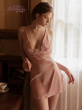 Load image into Gallery viewer, Winter Night Sleepwear Temptation Lace Cutout Backless Silk Nightdress Beauty Back Romantic Lingerie Nighties for Women