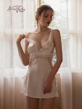 Load image into Gallery viewer, Winter Night Sleepwear Temptation Lace Cutout Backless Silk Nightdress Beauty Back Romantic Lingerie Nighties for Women