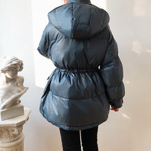 Load image into Gallery viewer, Winter Padded Coat Warm Femme Hooded Parka Cotton-Padded Clothes Waisted Simple Women Jackets Buttons Zipper Female Casual Coats