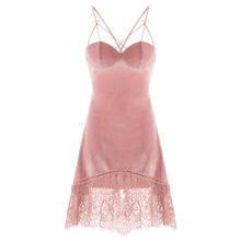 Load image into Gallery viewer, Winter Sleepwear Sexy Pajamas Women&#39;s Sleepwear Soft Gold Velvet V-neck Strap Beauty Back Bra Nightdress Dressing Gown Household