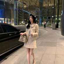 Load image into Gallery viewer, Winter Suits Female Temperament Pink Tweed Jacket + Slim Skirt 2-Piece Sets Single Breasted Cute Women