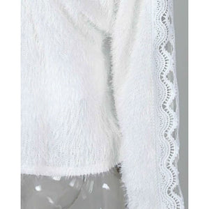 Winter V-neck Womens knitted Sweaters Hollow Jumper Loose White Pullover Female Sweater Blouse Sexy Women Clothing