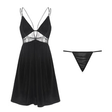 Load image into Gallery viewer, Winter Velvet Nightgown French Sleepwear Women Cutout Deep V Lace Backless Night Dress Lingerie Sexy Sling Nightdress Solid