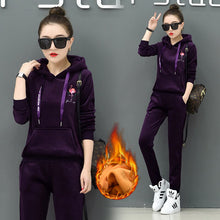 Load image into Gallery viewer, Winter Velvet Tracksuit Women Two Piece Set Warm Clothes Hoodies Fleece Sweatshirt and Pants Velour Suits Female Thicken Outfits