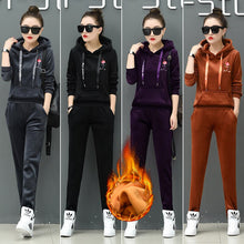 Load image into Gallery viewer, Winter Velvet Tracksuit Women Two Piece Set Warm Clothes Hoodies Fleece Sweatshirt and Pants Velour Suits Female Thicken Outfits
