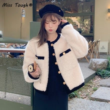 Load image into Gallery viewer, Winter Warm Fleece Jacket Women White Patchwork Loose Kawaii Overcoat Female Casual Korean Fashion Short Faux Fur Coat 2021 New