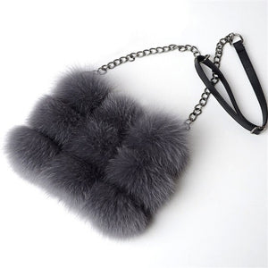 Winter Woman Bag Genuine Fox Fur Leather Handbags Women&#39;s Leather Shoulder Crossbody Bags High Quality Women Totes Messenger Bag