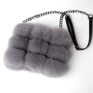 Winter Woman Bag Genuine Fox Fur Leather Handbags Women&#39;s Leather Shoulder Crossbody Bags High Quality Women Totes Messenger Bag