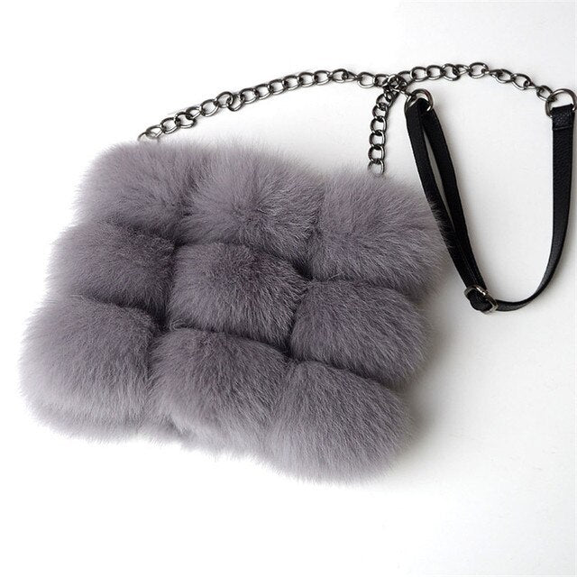 Winter Woman Bag Genuine Fox Fur Leather Handbags Women's Leather Shoulder Crossbody Bags High Quality Women Totes Messenger Bag