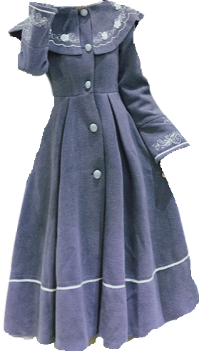 Winter Women Cloak Coat Outwear Vintage Chinese Style Blue Embroidery Flare Sleeve Wool Blends Long Design Thick Retro Coats