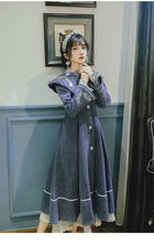 Load image into Gallery viewer, Winter Women Cloak Coat Outwear Vintage Chinese Style Blue Embroidery Flare Sleeve Wool Blends Long Design Thick Retro Coats