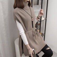 Load image into Gallery viewer, Winter Women Sweater Vest Short Sleeve Women Sweater 2021 Belt Turtleneck Knitted Sweater Women Pullovers Sweaters Tops E474