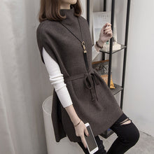Load image into Gallery viewer, Winter Women Sweater Vest Short Sleeve Women Sweater 2021 Belt Turtleneck Knitted Sweater Women Pullovers Sweaters Tops E474