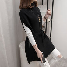 Load image into Gallery viewer, Winter Women Sweater Vest Short Sleeve Women Sweater 2021 Belt Turtleneck Knitted Sweater Women Pullovers Sweaters Tops E474