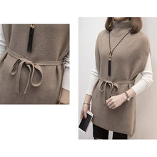 Load image into Gallery viewer, Winter Women Sweater Vest Short Sleeve Women Sweater 2021 Belt Turtleneck Knitted Sweater Women Pullovers Sweaters Tops E474