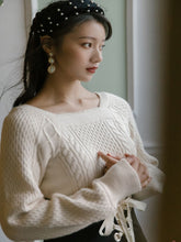 Load image into Gallery viewer, Winter Women Two Piece Set Vintage White Long Sleeve Pullover Sweater &amp; Black Bandage Maxi Skirt Suit Elegant Lady Outfits