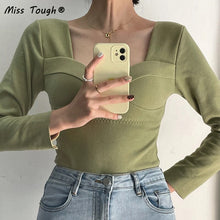 Load image into Gallery viewer, Winter Y2K Slim Tops Women Long Sleeve Solid Pullover Warm Tops Female Sexy Casual Korean Fashion Designer Chic T-shirt 2021