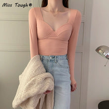 Load image into Gallery viewer, Winter Y2K Slim Tops Women Long Sleeve Solid Pullover Warm Tops Female Sexy Casual Korean Fashion Designer Chic T-shirt 2021