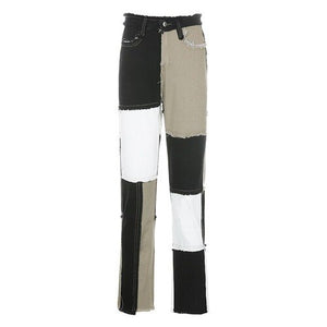 Woman High Waist Pink Vintage Streetwear Hip Hop Straight Jeans Women's Denim Pants Aesthetic Wide Leg Trousers