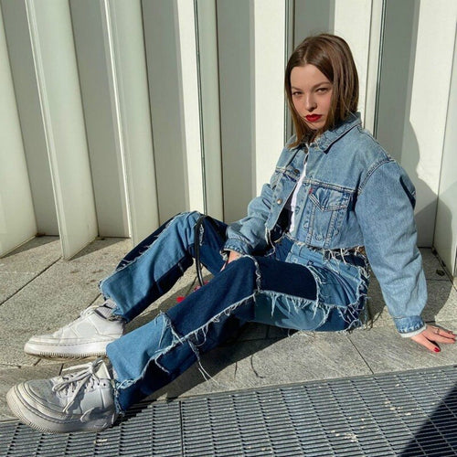 Woman High Waist Pink Vintage Streetwear Hip Hop Straight Jeans Women's Denim Pants Aesthetic Wide Leg Trousers