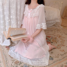 Load image into Gallery viewer, Woman Robe Nightgown  Long Sleepwear Vintage Elegant Homewear Ladies Long Dress Full Length Nighties