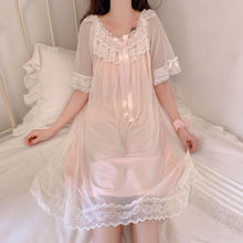 Load image into Gallery viewer, Woman Robe Nightgown  Long Sleepwear Vintage Elegant Homewear Ladies Long Dress Full Length Nighties
